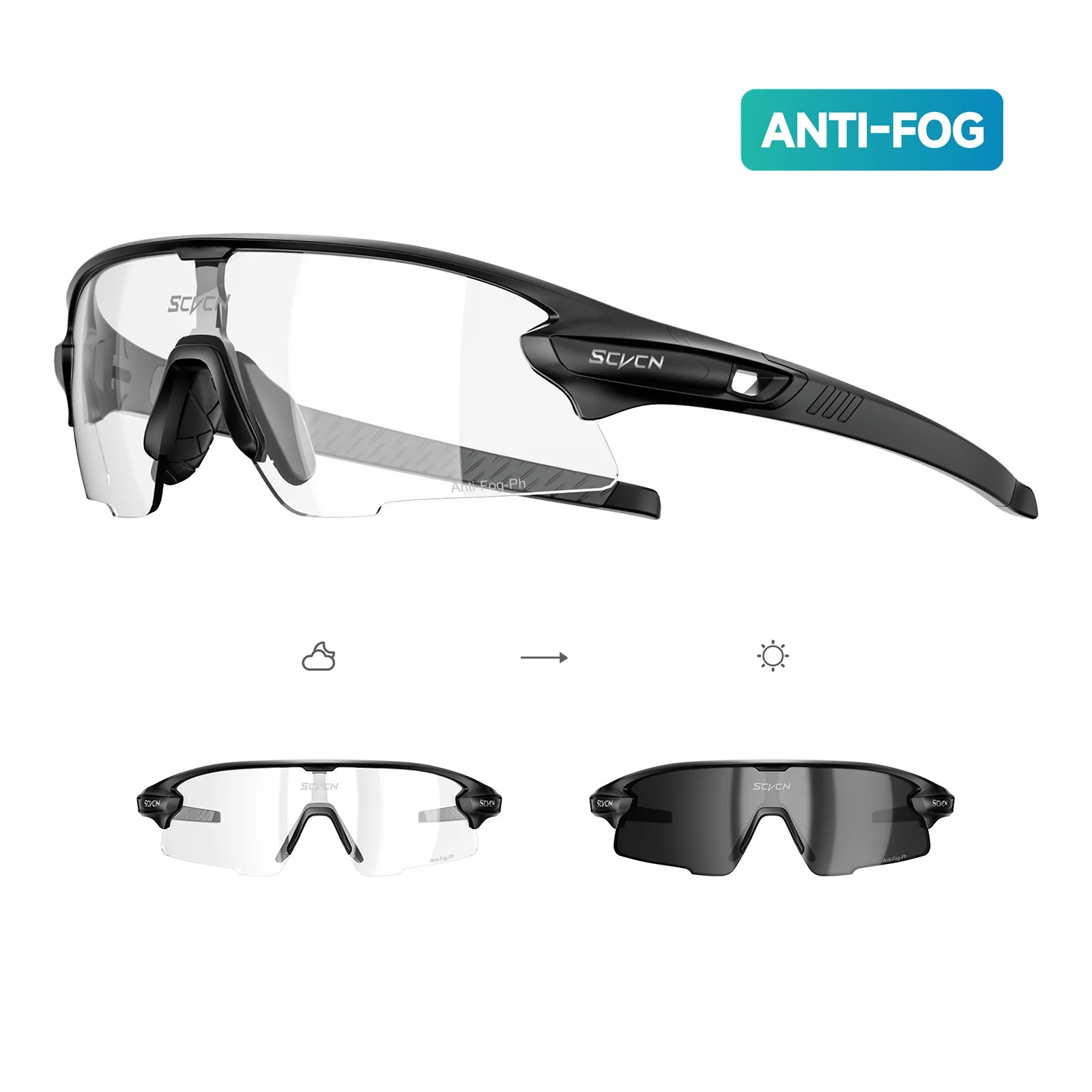 Scvcn S2 Anti-Fog Photochromic Sports Sunglasses – Kapvoe Sport