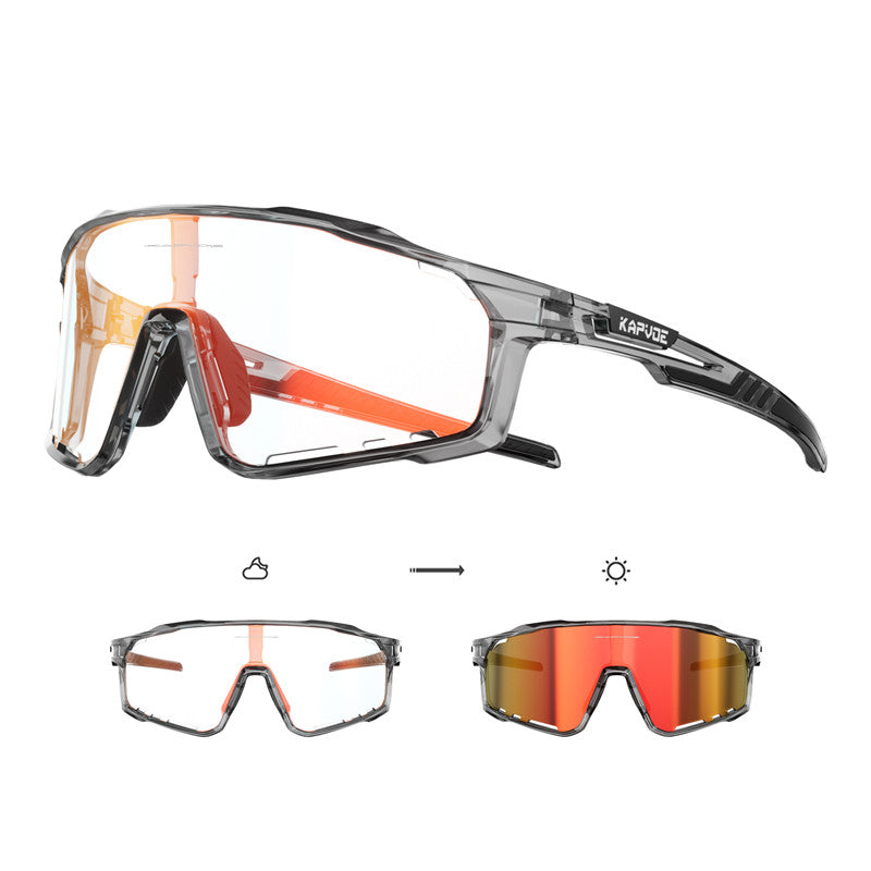 KAPVOE K93 Polarized Bike Glasses, Interchangeable Photochromatic Lens Sports Glasses Mountain Bike Glasses Men Women Clear For Mountain Bike Racing Sport
