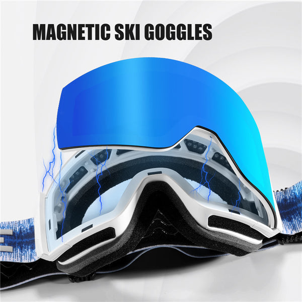 Extra Wide View Ski Goggles with Magnetic Lens
